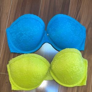 34D Aerie Maddie strapless padded push-up bra set